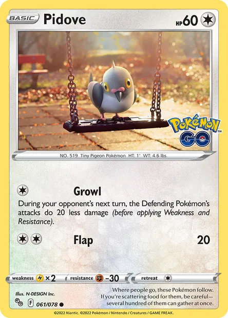 Pidove, Pokémon card PGO 061 — Pokémon GO set