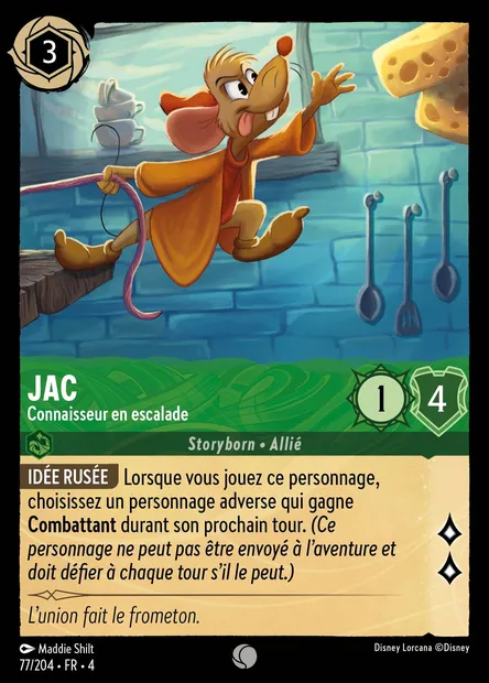 Jac - Connaisseur en escalade, carte Disney Lorcana CH4-077 — extension Le Retour d'Ursula