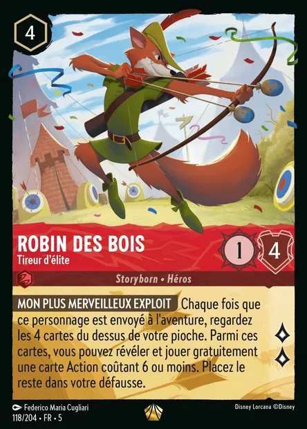 Robin des Bois - Tireur d'élite, carte Disney Lorcana CH5-118 — extension Ciel Scintillant