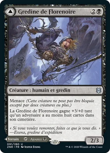Gredine de Florenoire // Marécage de Florenoire, carte Magic ZNR 91 — extension Renaissance de Zendikar