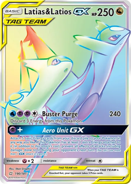 Latias & Latios GX, Pokémon card TEU 190 — Team Up set