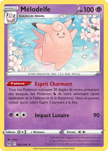 Mélodelfe, carte Pokémon LOR 063 — extension Origine Perdue