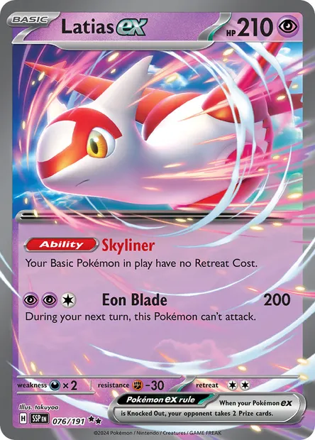 Latias ex, Pokémon card SSP 076 — Surging Sparks set