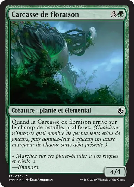 Carcasse de floraison, carte Magic WAR 154 — extension La guerre des Planeswalkers