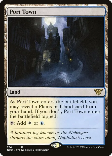 Port Town, Magic card NEC 174 — Neon Dynasty Commander set