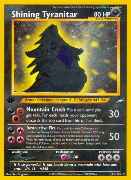Shining Tyranitar, Pokémon card NDE 113 — Neo Destiny set