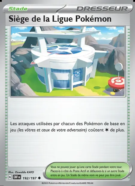Siège de la Ligue Pokémon, carte Pokémon OBF 192 — extension Flammes Obsidiennes