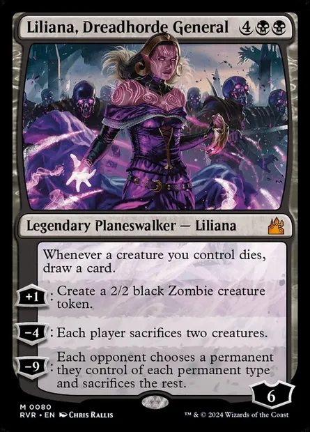Liliana, Dreadhorde General, Magic card RVR 80 — Ravnica Remastered set