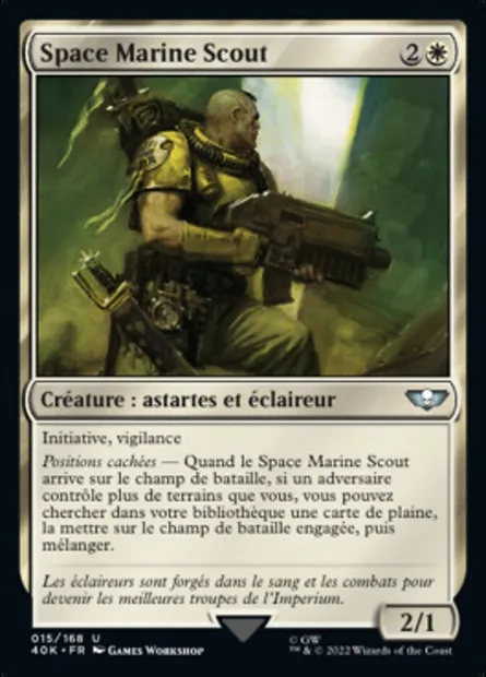 Space Marine Scout, carte Magic 40K 15 — extension Warhammer 40,000 Commander