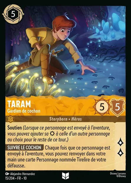 Taram - Gardien de cochon, carte Disney Lorcana CH10-015 — extension Lueurs dans les Profondeurs