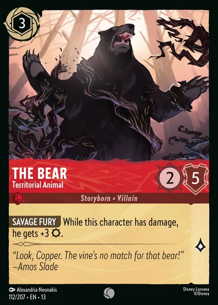 The Bear - Territorial Animal, Disney Lorcana card CH13-112 — Attack of the Vine! set