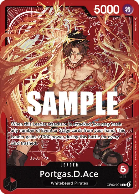 Portgas.D.Ace, One Piece card OP03-001 — PILLARS OF STRENGTH set