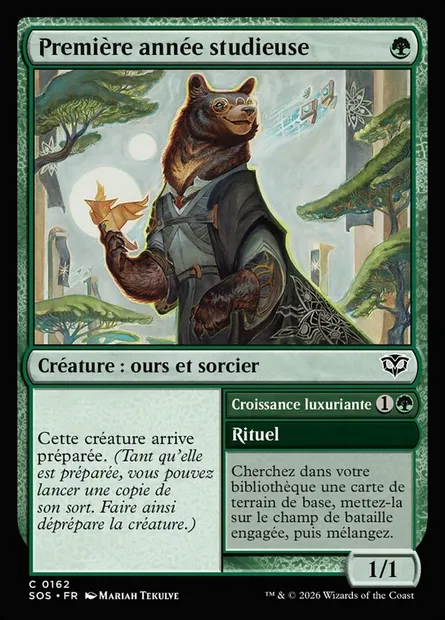 Première année studieuse // Rampant Growth, carte Magic SOS 162 — extension Secrets of Strixhaven