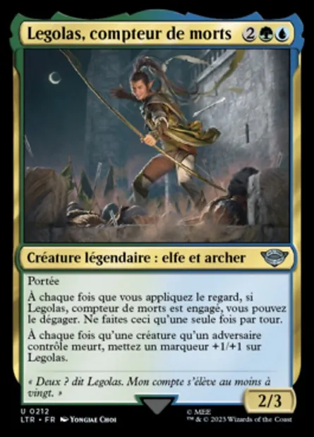 Legolas, compteur de morts, carte Magic LTR 212 — extension Le Seigneur des Anneaux : chroniques de la Terre du Milieu