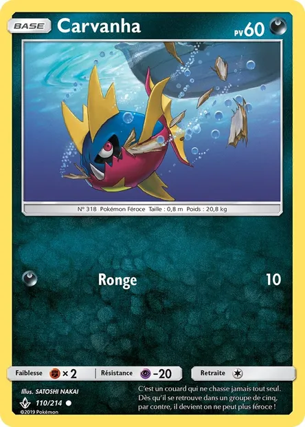 Carvanha, carte Pokémon UNB 110 — extension Alliance Infaillible