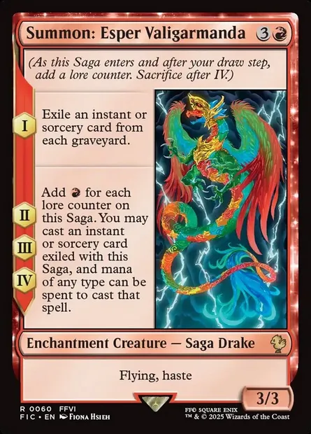 Summon: Esper Valigarmanda, Magic card FIC 60 — Final Fantasy Commander set