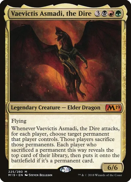 Vaevictis Asmadi, the Dire, Magic card M19 225 — Core Set 2019 set