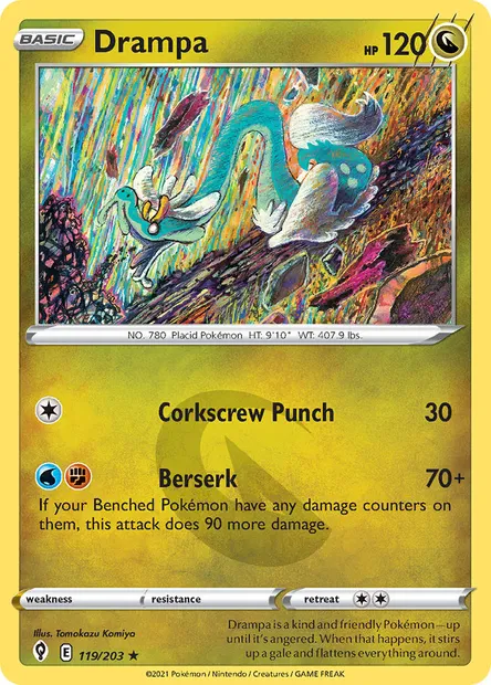Drampa, Pokémon card EVS 119 — Evolving Skies set
