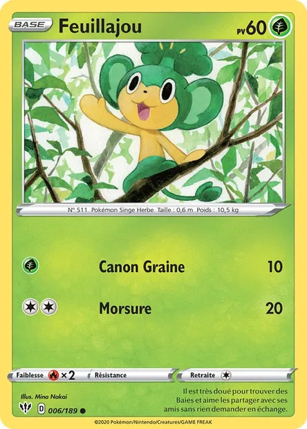 Feuillajou, carte Pokémon DAA 6 — extension Ténèbres Embrasées