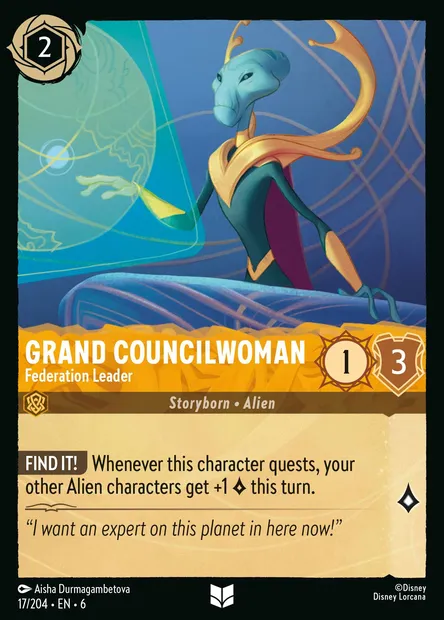 Grand Councilwoman - Federation Leader, Disney Lorcana card CH6-017 — Azurite Sea set