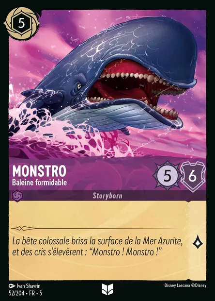 Monstro - Baleine formidable, carte Disney Lorcana CH5-052 — extension Ciel Scintillant