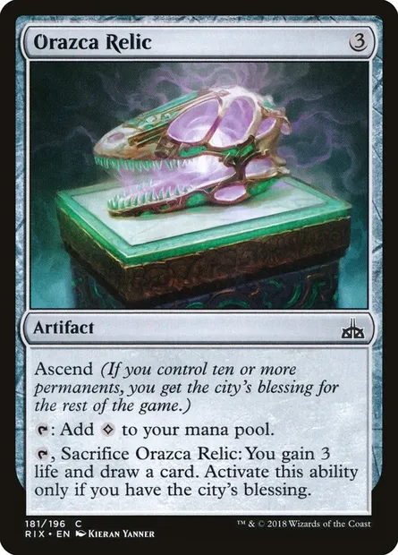 Orazca Relic, Magic card RIX 181 — Rivals of Ixalan set
