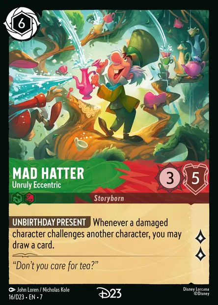 Mad Hatter - Unruly Eccentric, Disney Lorcana card D23-016 — D23 set