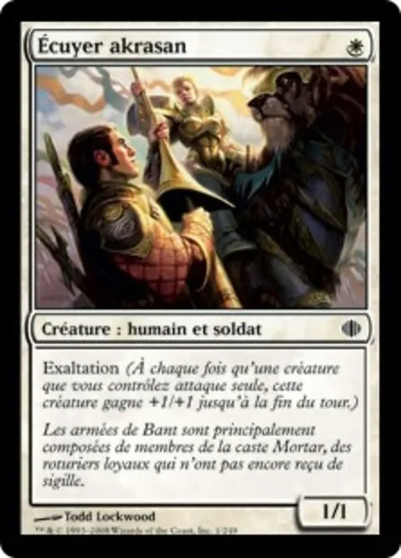Écuyer akrasan, carte Magic ALA 1 — extension Les éclats d'Alara