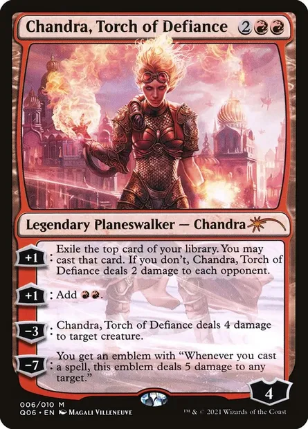 Chandra, Torch of Defiance, Magic card Q06 6 — Pioneer Challenger Decks 2021 set