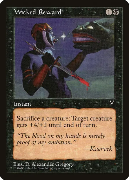 Wicked Reward, Magic card VIS 75 — Visions set
