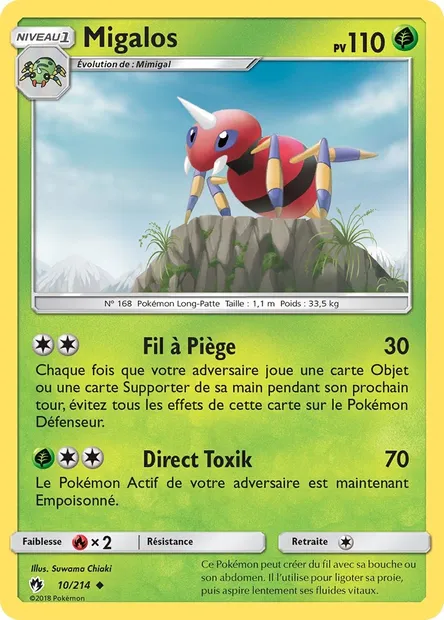 Migalos, carte Pokémon LOT 10 — extension Tonnerre Perdu