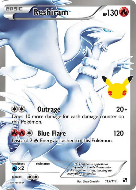Reshiram, Pokémon card CEL CC020 — Celebrations set