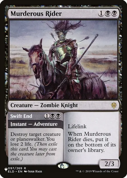 Murderous Rider // Swift End, Magic card PLST ELD-97 — The List set
