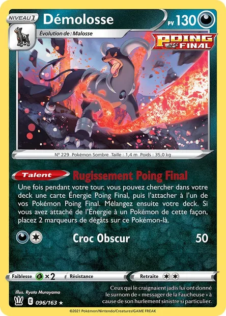 Démolosse, carte Pokémon BST 96 — extension Styles de combat