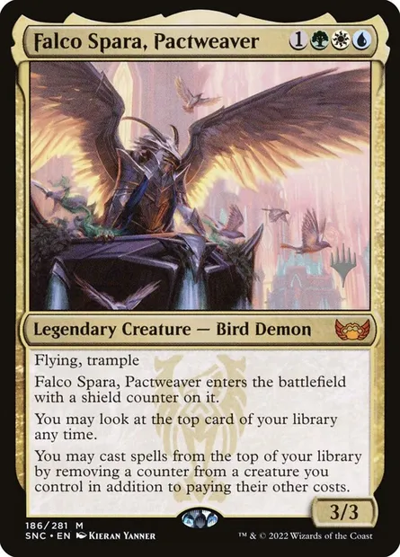 Falco Spara, Pactweaver, Magic card PSNC 186p — Streets of New Capenna Promos set