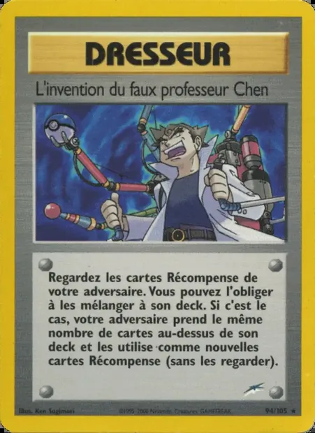 L'invention du faux professeur Chen, carte Pokémon NDE 94 — extension Neo Destiny