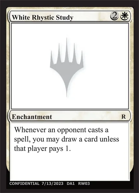 White Rhystic Study, carte Magic UNK RW03f — extension Unknown Event