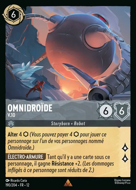 Omnidroïde - V.10, carte Disney Lorcana CH12-190 — extension Contrées Inconnues