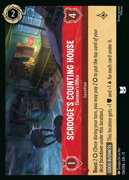 Scrooge's Counting House - Ebenezer's Office, Disney Lorcana card CH11-134 — Winterspell set