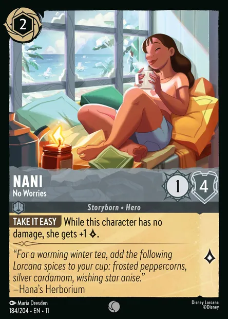 Nani - No Worries, Disney Lorcana card CH11-184 — Winterspell set