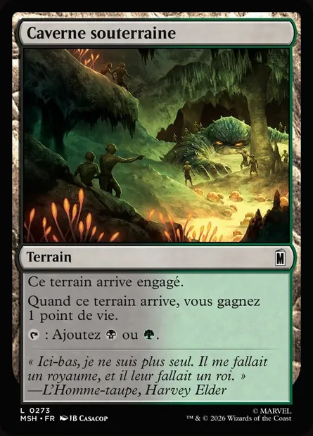Caverne souterraine, carte Magic MSH 273 — extension Marvel Super Heroes