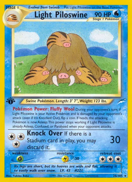 Light Piloswine, Pokémon card NDE 26 — Neo Destiny set