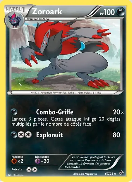 Zoroark, carte Pokémon EPO 67 — extension Pouvoirs Émergents
