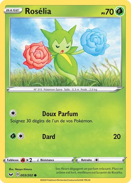 Rosélia, carte Pokémon SSH 3 — extension Épée et Bouclier
