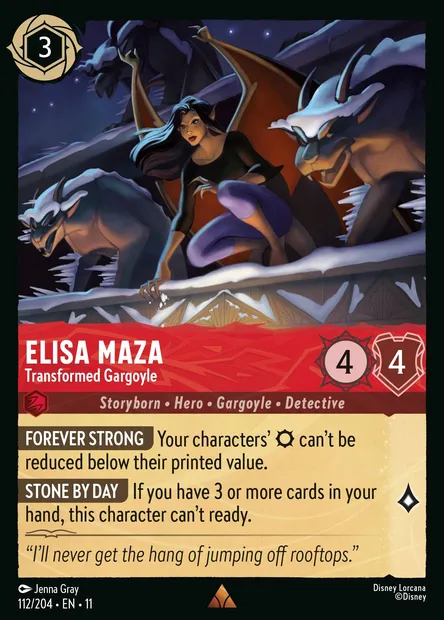 Elisa Maza - Transformed Gargoyle, Disney Lorcana card CH11-112 — Winterspell set