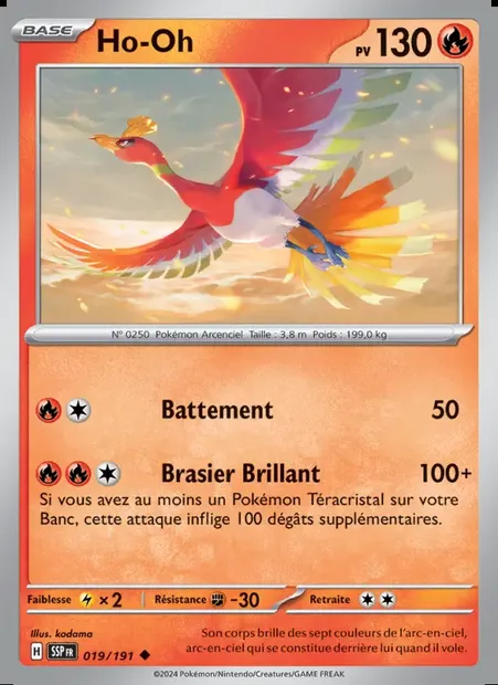 Ho-Oh, carte Pokémon SSP 019 — extension Étincelles Déferlantes