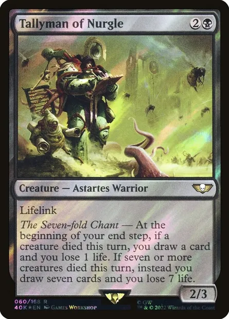 Tallyman de Nurgle, carte Magic 40K 60★ — extension Warhammer 40,000 Commander