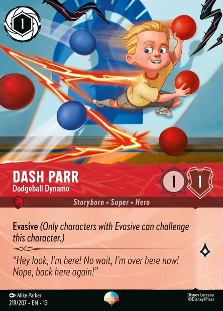 Dash Parr - Dodgeball Dynamo, Disney Lorcana card CH13-219 — Attack of the Vine! set