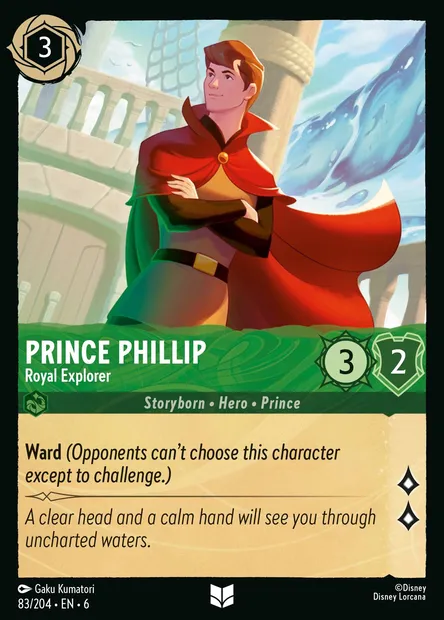 Prince Phillip - Royal Explorer, Disney Lorcana card CH6-083 — Azurite Sea set