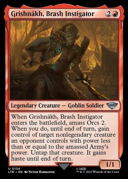 Grishnákh, Brash Instigator, Magic card LTR 134 — The Lord of the Rings: Tales of Middle-earth set